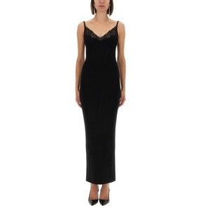 Self-Portrait Floor-Length Knit Dress With Lace Detailing - NWT